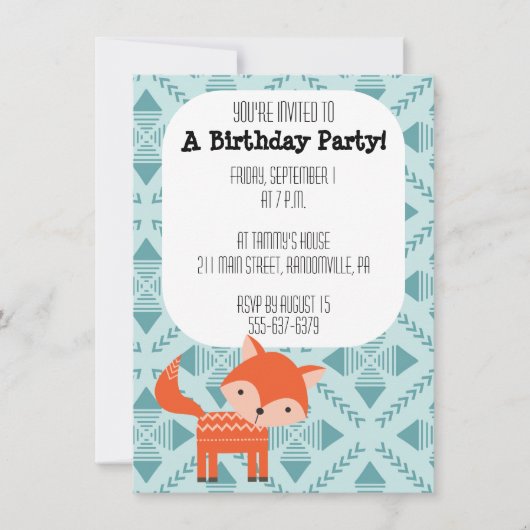 かわいいアカギツネのパーティの招待状 招待状 (正面)