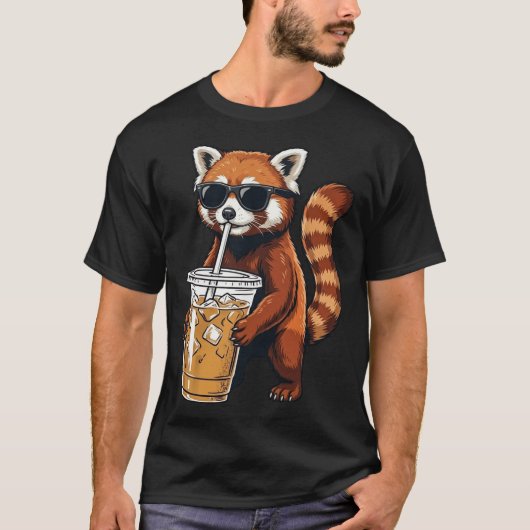 かわいいアカパンダのアイスコーヒー Tシャツ (正面)