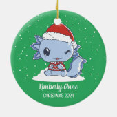 かわいいアキソロトルクリスマス動物スノーウィースウィンターホリデー セラミックオーナメント (裏面)