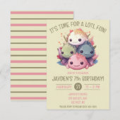 かわいいアキソロトル誕生日パーティー 招待状 (正面/裏面)