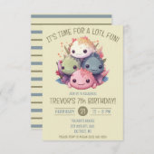 かわいいアキソロトル誕生日パーティー 招待状 (正面/裏面)