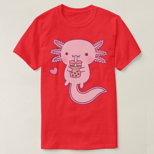 かわいいアキソロトル飲むバブルティー Tシャツ (デザイン正面)