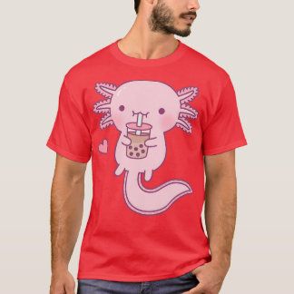 かわいいアキソロトル飲むバブルティー Tシャツ