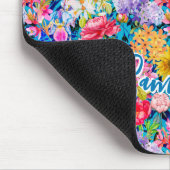 かわいいアクアイエローエレガントフローラルパターンモノグラム マウスパッド (コーナー)