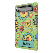 かわいいアクアイエローコーラルグリーン手描き花 ミニクリップボード (アングル2)