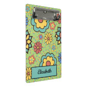 かわいいアクアイエローコーラルグリーン手描き花 ミニクリップボード (アングル)