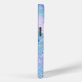 かわいいアクアグリッターパープル大理石アートモノグラム Case-Mate iPhoneケース (裏面 / 右)