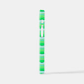 かわいいアクアグリーンのストライプ iPhoneケース (左側面)