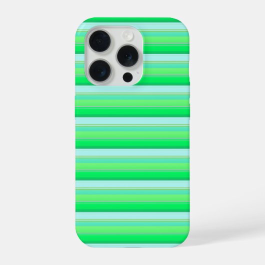かわいいアクアグリーンのストライプ iPhoneケース (裏面)