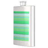 かわいいアクアグリーンストライプ フラスク (左)