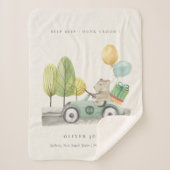 かわいいアクアグリーンテディバルーンギフトパーティー車 シェルパブランケット (正面)