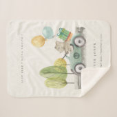 かわいいアクアグリーンテディバルーンギフトパーティー車 シェルパブランケット (正面(横))