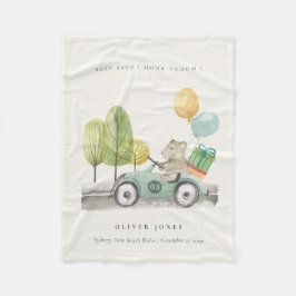 かわいいアクアグリーンテディバルーンギフトパーティー車 フリースブランケット