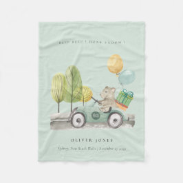 かわいいアクアグリーンテディバルーンギフトパーティー車 フリースブランケット