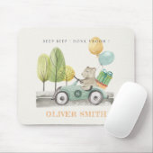 かわいいアクアグリーンテディバルーンギフトパーティー車 マウスパッド (マウス)