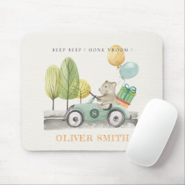 かわいいアクアグリーンテディバルーンギフトパーティー車 マウスパッド