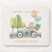 かわいいアクアグリーンテディバルーンギフトパーティー車 マウスパッド (正面)