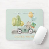 かわいいアクアグリーンテディバルーンギフトパーティー車 マウスパッド (マウス)