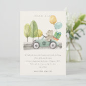 かわいいアクアグリーン任意の年齢の誕生日パーティテディカー サンキューカード (スタンド正面)