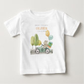 かわいいアクアグリーン任意の年齢の誕生日パーティテディカー ベビーTシャツ (正面)