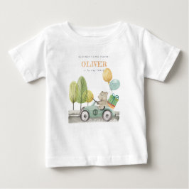 かわいいアクアグリーン任意の年齢の誕生日パーティテディカー ベビーTシャツ
