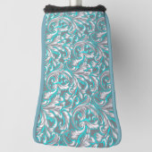 かわいいアクアグレイのシームレスなフローラルパターンランプシェード ゴルフヘッドカバー (回転90)