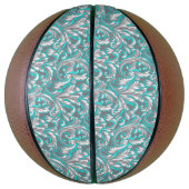 かわいいアクアグレイのシームレスなフローラルパターンランプシェード バスケットボール (縦)