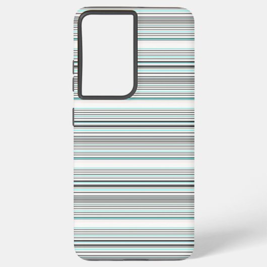 かわいいアクアグレー ストライプ SAMSUNG GALAXYケース (裏面)