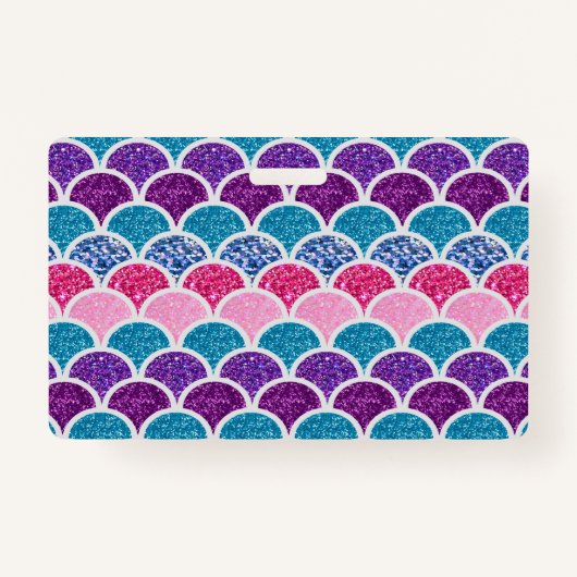 かわいいアクアターコイズピンクパープルマーメイドはかりで測 バッジ (裏面)