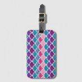 かわいいアクアターコイズピンクパープルマーメイドはかりで測 ラゲッジタグ (正面縦)