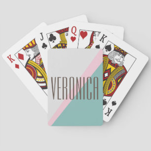かわいいアクアピンク幾何名パーソナライズされたシック トランプ