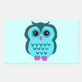 かわいいアクアフクロウピンク足 長方形シール (正面)