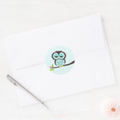 かわいいアクアフクロウ ラウンドシール (封筒)