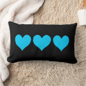 かわいいアクアブルーのハート3つ ランバークッション (ブランケット)