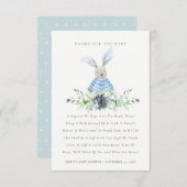 かわいいアクアブルーのバニー紅葉の本の赤ちゃんシャワー エンクロージャーカード (正面/裏面)