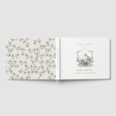 かわいいアクアブルーの花柄ティーポット紋章 ブライダルシャワー ゲストブック (全面)