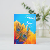 かわいいアクアブルーエレガントピーコックフィー ポストカード (スタンド正面)