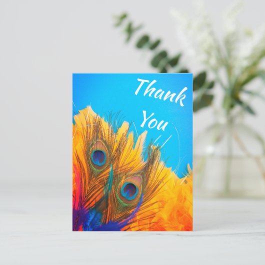 かわいいアクアブルーエレガントピーコックフィー ポストカード (スタンド正面)