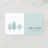 かわいいアクアブルーティール(緑がかった色)ツリートリオ造園サービス 名刺 (正面)