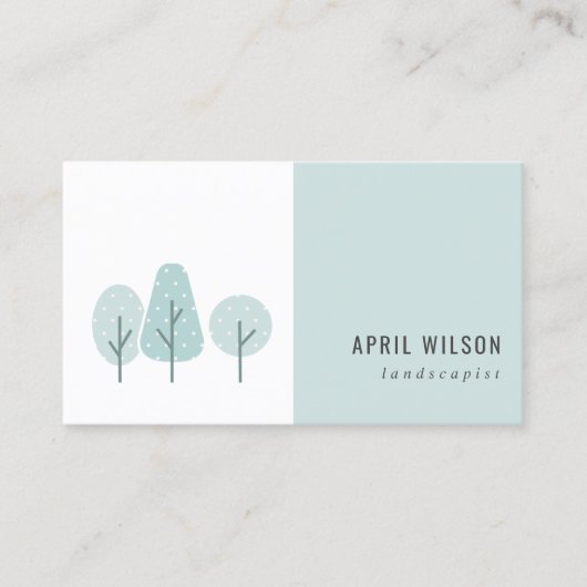 かわいいアクアブルーティール（緑がかった色）ツリートリオ造園サービス 名刺 (正面)