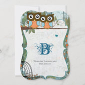 かわいいアクアブルーフクロウが最高の友友と結婚結婚 招待状 (裏面)