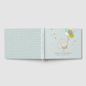 かわいいアクアブルーベアーバルーンエイジ誕生日 ゲストブック (全面)