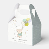 かわいいアクアブルーベアーバルーンエイジ誕生日 フェイバーボックス (正面サイド)