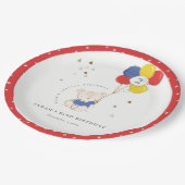 かわいいアクアブルーベアーバルーンエイジ誕生日 ペーパープレート (アングル)