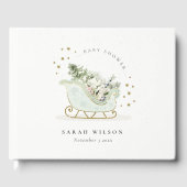 かわいいアクアブルー金ゴールド冬眠赤ちゃんシャワー ゲストブック (正面)