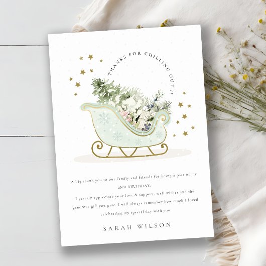 かわいいアクアブルー金ゴールド冬眠赤ちゃんシャワー サンキューカード