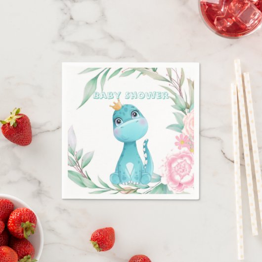 かわいいアクアプリンセス恐竜の赤ちゃんシャワー スタンダードカクテルナプキン (インサイチュ)