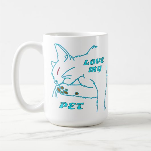 かわいいアクアペット猫が大好き コーヒーマグカップ (左)
