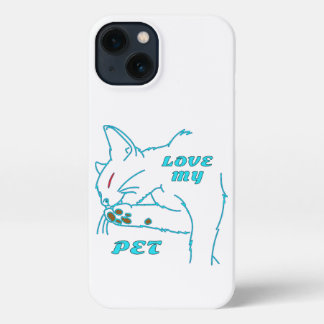 かわいいアクアペット猫が大好き iPhone 13ケース
