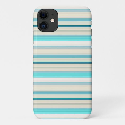 かわいいアクア 白 ストライプ Case-Mate iPhoneケース (裏面)